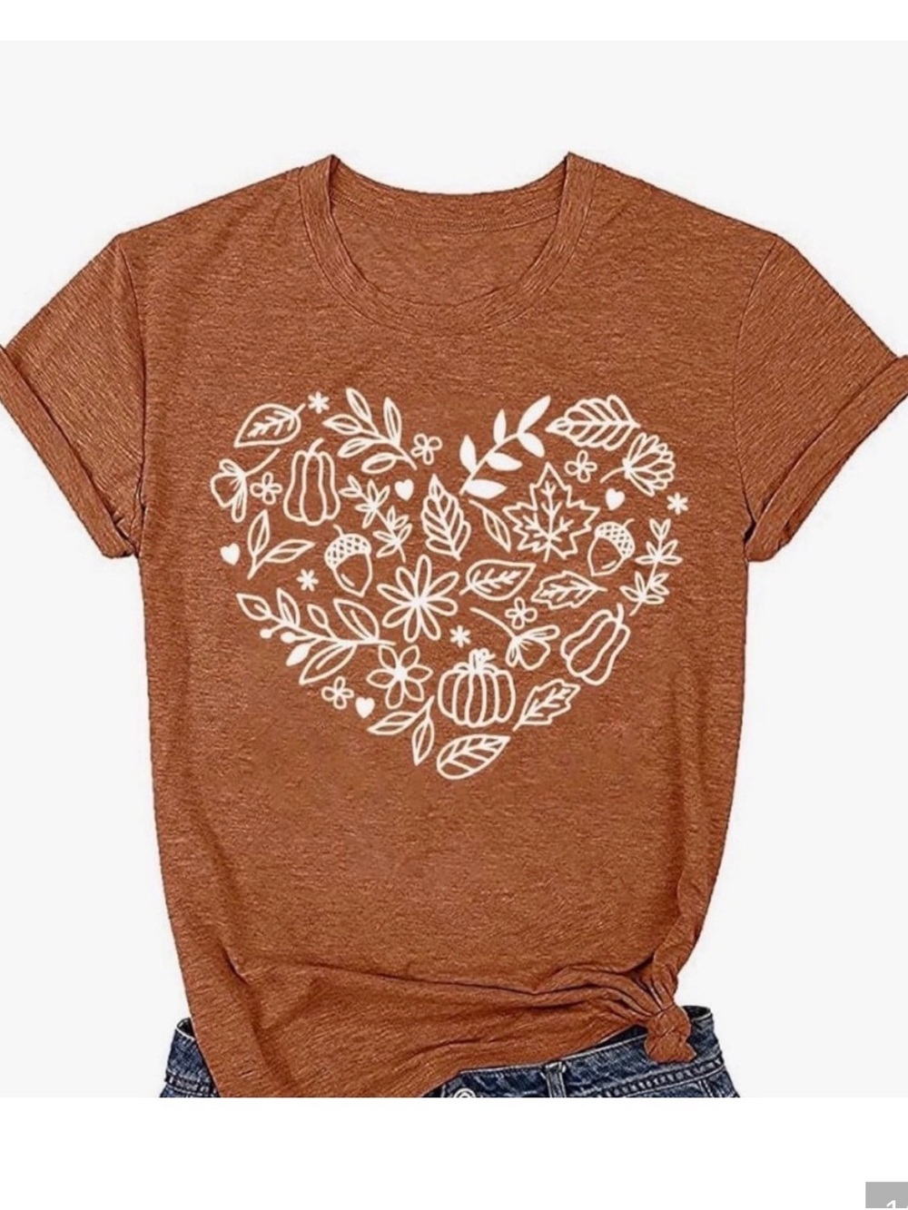 Women's Rust Graphic Heart Floral Tee